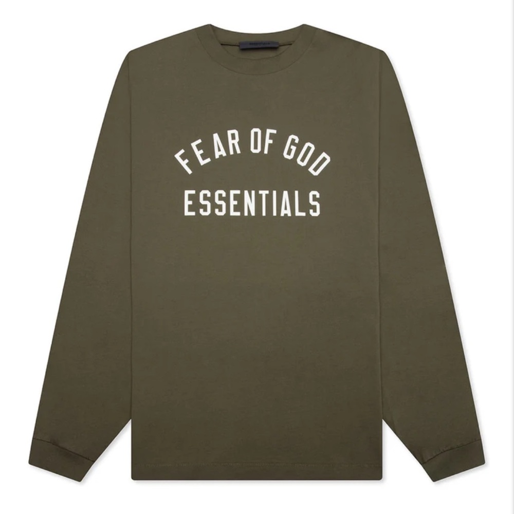 FEAR OF GOD ESSENTIALS JERSEY LS TEE - MILITARY